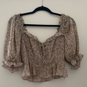 Astr Floral Puff Sleeve Blouse